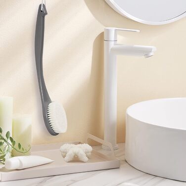 Масажна щітка для спини, щітка для душу, скрубер для тіла з довгим руків'ям для пілінгу та масажу, покращує кровообіг (Чорний PE)