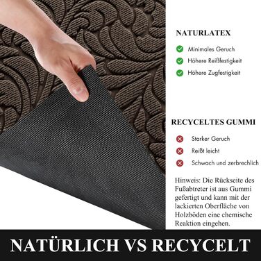 Килимок для дому та вулиці Yimobra - миється, нековзкий, 75 x 43 см, коричневий