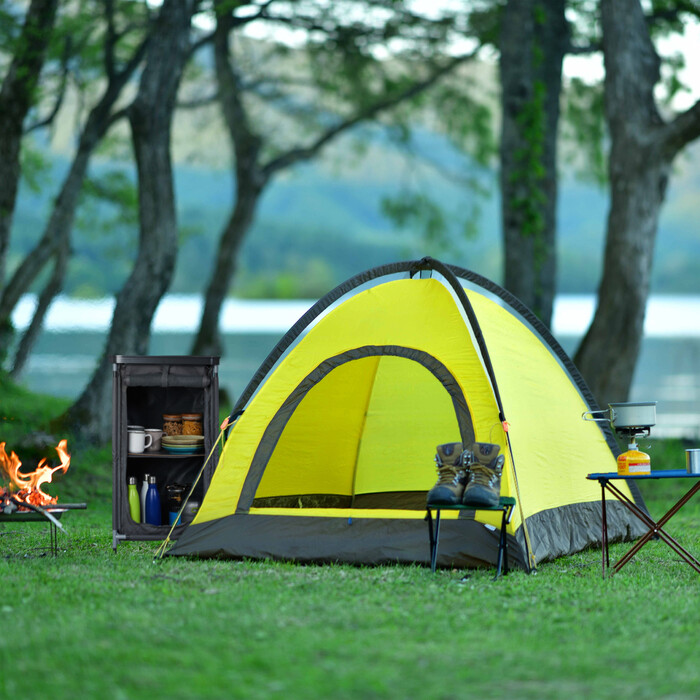 Relaxdays Camping Storage Cabinet with 2 Shelves