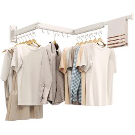 Настінна сушилка для білизни розкладна та складна, з алюмінію, 100 кг, білі гачки