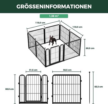 Вигул для цуценят FXW Rollick: для двору, кемпінгу, маленьких та середніх собак | 8 панелей, 60 см, чорний