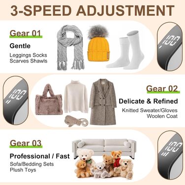 Електричний видалення ворсу Fusselrasierer з LED-дисплеєм, 3 режими потужності, USB, 3 змінні леза, для всіх тканин