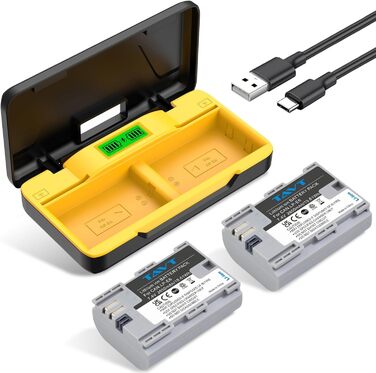 Акумулятор Canon LP-E6/LP-E6N/LP-E6NH (2 шт.) + Зарядний пристрій для EOS R7, R6, R5, R, 6D Mark II, 5D Mark IV, 80D, 90D
