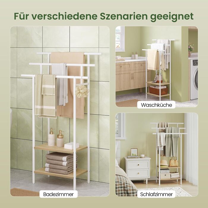 Підставка для рушників EUGAD з 3 полицями, з металу та ДСП, для ванної кімнати