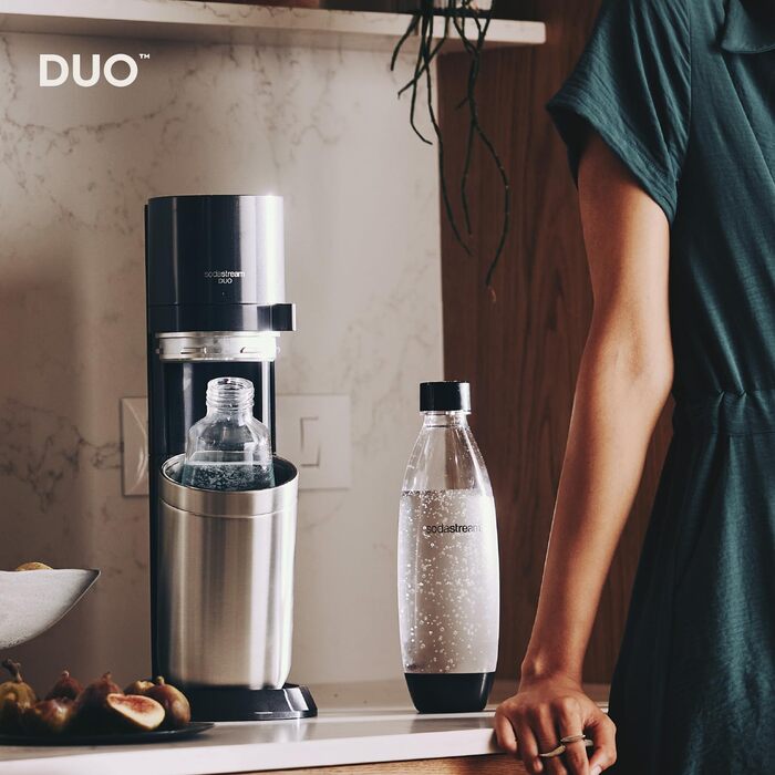 SodaStream DUO: Газова вода вдома | В комплекті: скляна та пластикова пляшка | Колір: Титан