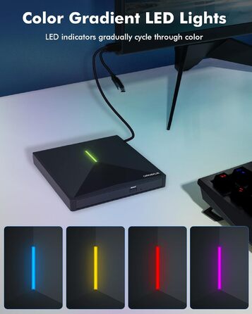 Зовнішній DVD/CD привід ORIGBELIE з 4 USB-портами та 2 слотами для TF/SD карт, USB 3.0, портативний для ноутбука, MacBook, PC (Windows, Linux, Mac OS)