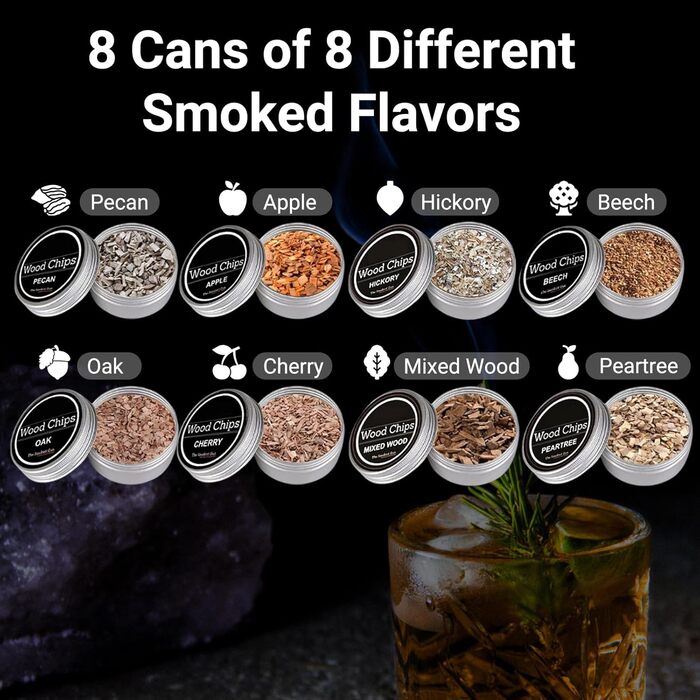 Набір для копчення віскі RoseFlower Nostalgie: для віскі, бурбону, стейку, риби та сиру. Копчення для дому, саду, грилю. Подарунок на День батька