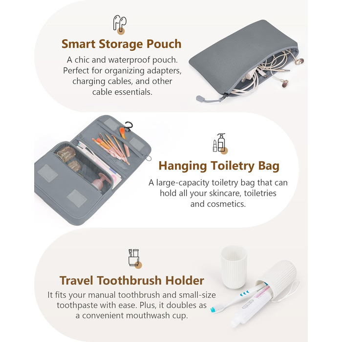 Органайзери для валізи Anjing Compression Cubes - 10 шт., компресійні кишені для подорожей, сірі