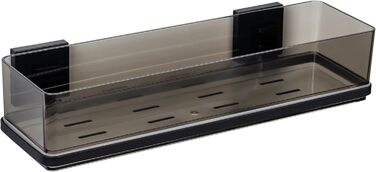 Вакуумна полиця для ванної WENKO Vacuum-Loc Quadro, пластикова, з нержавіючим кріпленням, чорна, 38,5x8,5x14,5 см