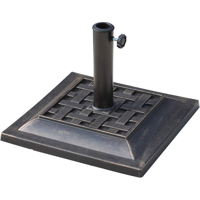 Outsunny Umbrella Stand Parasol Base Umbrella Stand 9kg 38/48mm Polyester Resin Bronze L44 x W44 x H33cm