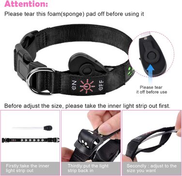 Світловідбиваючий нашийник для собак AUAUY з LED підсвіткою, USB-зарядка, водонепроникний, регульований, для малих, середніх та великих собак, 6 кольорів, Colorful S (30-40 см)
