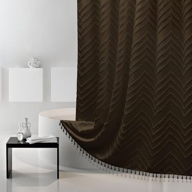Штора для душу Boho з тканини Siiluminisoy, 213.4 x 183.4 см, кремовий колір, сучасний дизайн, з текстурою, в стилі Chevron, для ванної кімнати