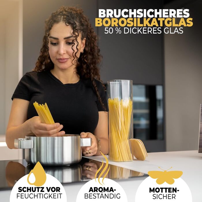 Скляні банки для зберігання з кришкою, кутові, набір 8 шт., об'єм 5,2 л, посилене скло, герметичні контейнери для продуктів, кухонні органайзери