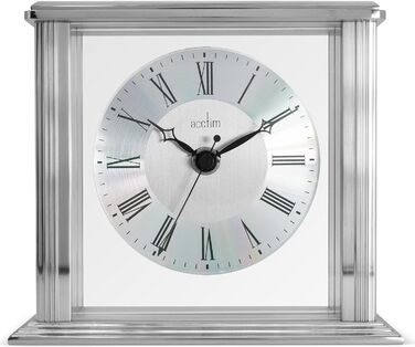 Acctim Hamilton Table Clock, Metal Glass Aluminum, Silver, 13.7 x 15.5 x 6.8