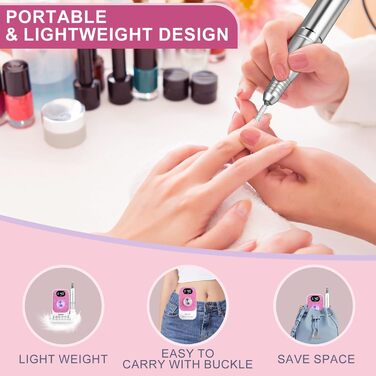 Електричний апарат для манікюру та педикюру Nagelfräser 12в1 з алмазним набором для гелю та акрилу, 40000 об/хв, білий