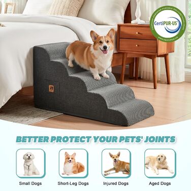 Сходинки для собак IFNOW: 40 см, 4 сходинки, стійкі, для ліжка, дивана, котів, цуценят, водонепроникні, знімний чохол