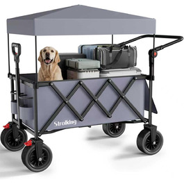 3-в-1 Вагончик-Платформа Складаний з Гальмами, 150л, 136кг, Сірий