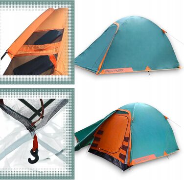 Намет туристичний Sportvida Campingzelt 2-3 особи, двошаровий, зелений, з тамбуром, захист від комарів, водонепроникний