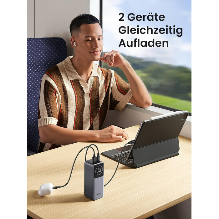 Power Bank UGREEN Nexode 12000mAh 100W з 2 портами, цифровим дисплеєм, USB-C PD 3.0, сумісний з iPhone, Galaxy, iPad та іншими пристроями