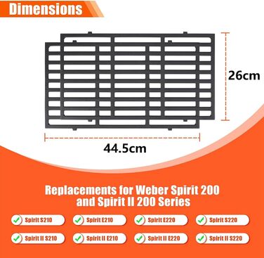 Решітка для гриля Weber Spirit ⅠⅡ 200 серія, Spirit E210/220 S210/220, Jamie Oliver HOME 2 (44,5x26 см)