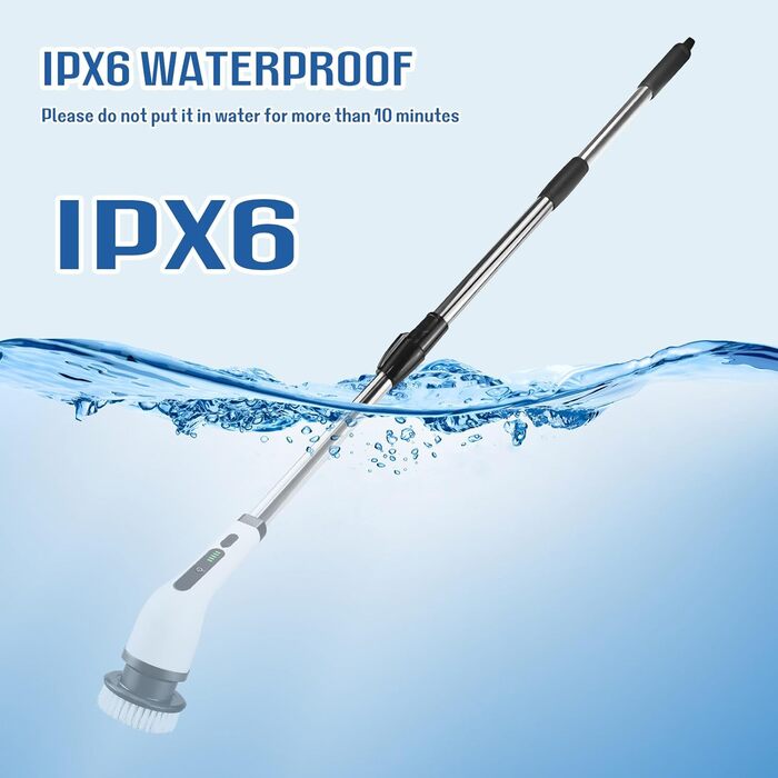Електрична ротаційна щітка для прибирання будинку, набір з акумулятором, для ванної кімнати, з 7 змінними насадками, скребок для плитки, пристрій з регульованою ручкою, для підлоги та авто
