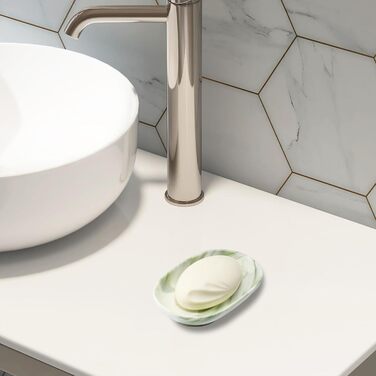 Керамічна мильниця з антиковзним покриттям, мильниця для мила, мильниця для ванної кімнати, душа та кухні (зелена)