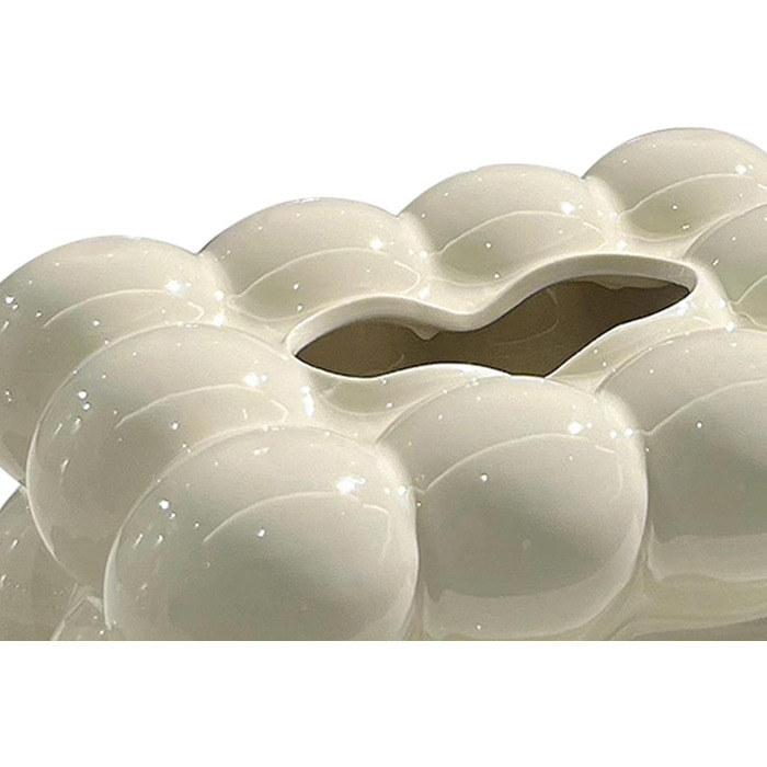 Folpus Cosmetic Tissue Box, Ceramic Tissue Box Lid, 18.5 x 13 x 9 cm, Tissue Box for Bathroom, Bedroom, Dresser, Car, Restaurant, Office, milky white