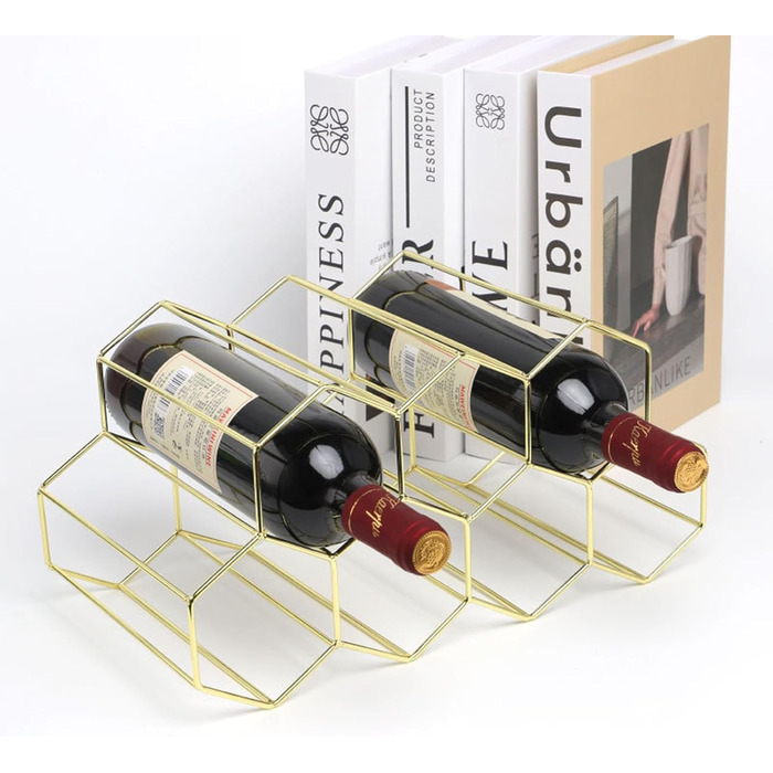 Metal Wine Rack, Freestanding Wine Bottle Holder, Table Wine Rack, Countertop Wine Bottle Holder, Wine Bottle Holder, for Bar, Wine Cellar, Living Room, Kitchen, Basement (Golden)