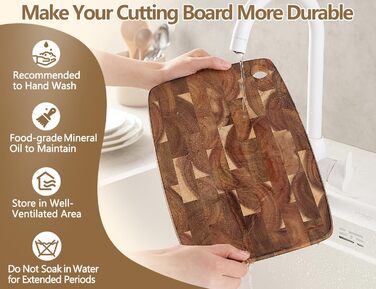 XINZUO 33 * 22 * 1.9cm Acacia Wood Brainwood Cutting Board, Double-Sided, Wooden Board Kitchen Chopping Boards, Serving Board, Bread & Snack Board, Breakfast Board for Bread, Cheese, Meat, Vegetables