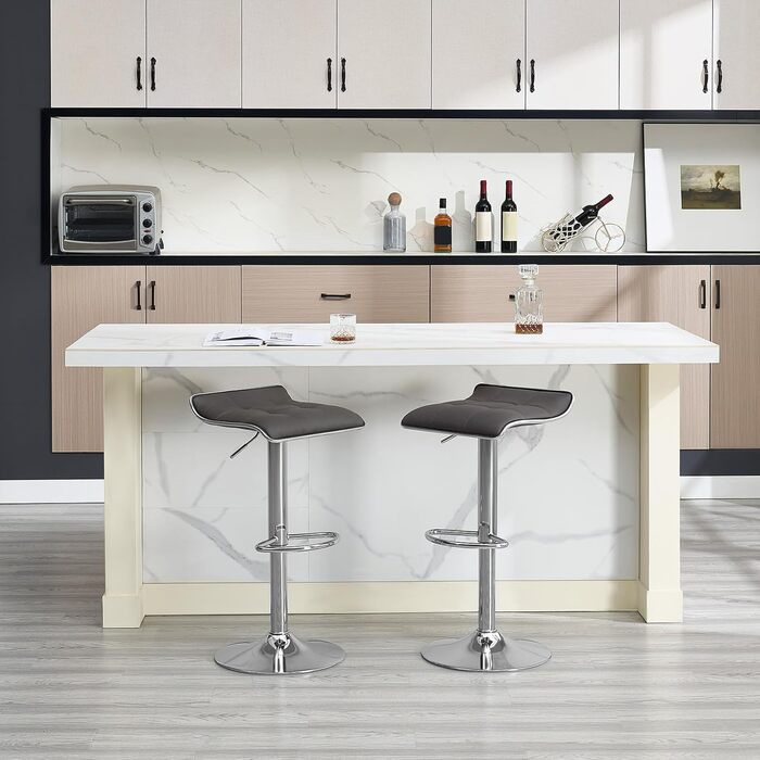 WOLTU Adjustable Bar Stools 2-Pack - Metal Frame, 360° Swivel, Footrest, Faux Leather - Perfect for Bar, Kitchen, Counter, Cafe