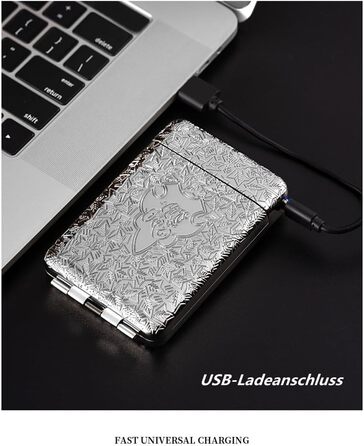 Cigarette case with lighter, cigarette box, electronic integrated flameless lighter, rechargeable, 16 pieces, 84mm King Size cigarettes, cigarette box, retro bronze