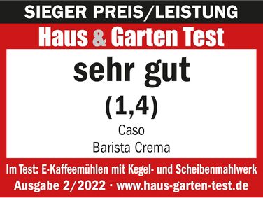 Електрична кавомолка CASO Barista Crema з жорнами, 150 Вт, регулювання помелу, переможець тесту Haus & Garten Test