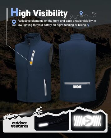 Чоловіча вітро- та водонепроникна жилетка Outdoor Ventures Softshe для їзди на велосипеді та активного відпочинку (M, Темно-синій)