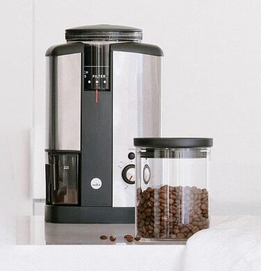 Кавомолка Wilfa SVART NYMALT - с контейнером для зерен 250г, 160 Вт, легко чиститься, срібна