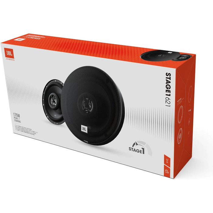 Автомобільні динаміки JBL Stage1 621 від Harman Kardon, 2-смугові, 175 Вт, комплект 2 шт., 16-17 см, чорні, для авто