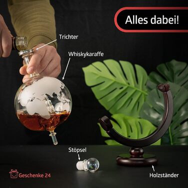 Whisky Decanter Globe | Whiskey Gifts for Men | Christmas Gifts for Men | Globe Decanter | Glass Decanter for Rum Vodka Bourbon | Gifts for Men Grandpa Uncle Dad | Birthday Gift