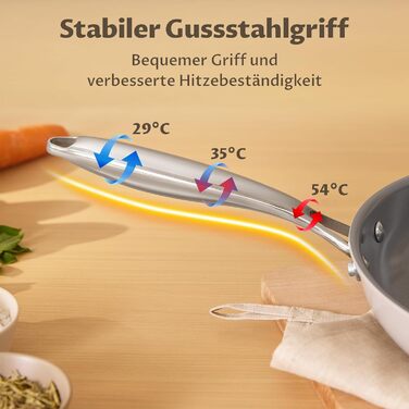 Набір сковорідок Induktion 5-ти частинний, антипригарне покриття, 20/24/28 см, молекулярно зв'язане дно, без PTFE, сумісний з усіма плитами, для духовки, сірий