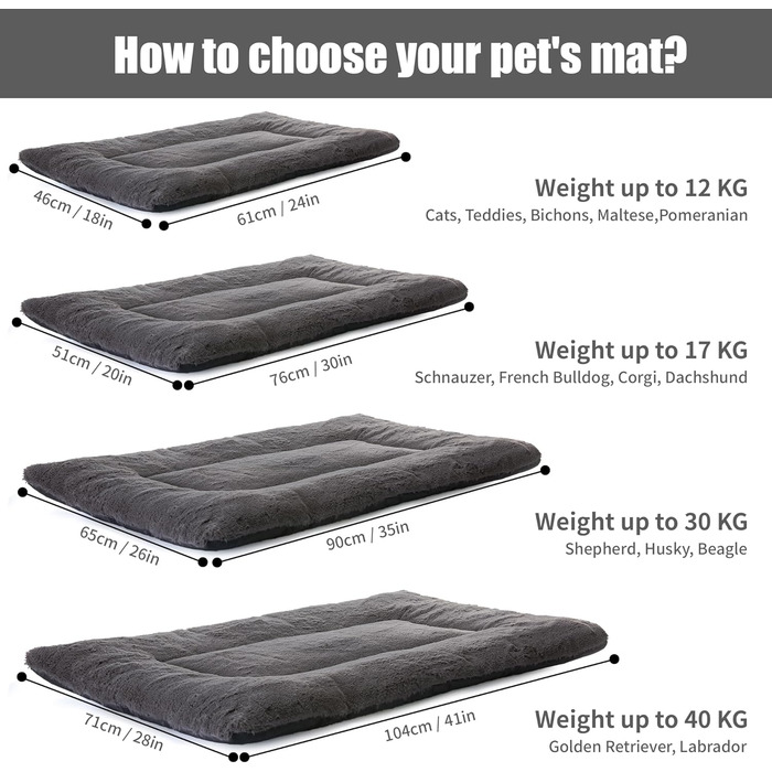 Лежанка для собак Petschat, 61 x 46 см, сіра - водонепроникна підстилка для собак та котів
