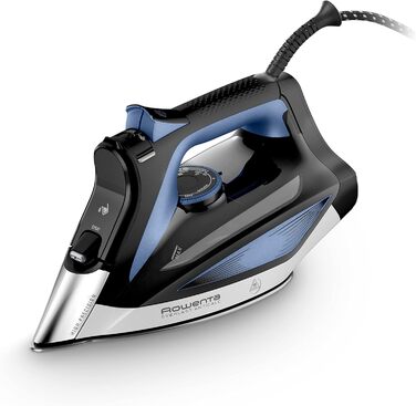 Rowenta DW7320 Everlast Anticalc Steam Iron | 2700 Watts | 45 g/min continuous steam output | 220 g/min steam boost | Drip stop | Antiscale system | 300 ml water tank | Black/Blue 220g/min steam boost - 400 steam vents