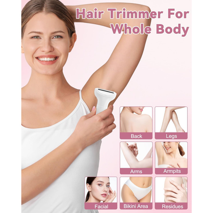 Епілятор для жінок 5-в-1: гоління, стрижка, триммінг обличчя, тіла та бікіні. Вологостійкий, акумуляторний тример з USB-зарядкою
