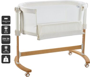 babyGO Amila 3-in-1 Co-Sleeper for Babies - Comfortable Baby Bed - Travel Bed and Toddler Bed in One - With Soft Mattress - Height-Adjustable and Foldable Side Rail - Ideal for Home and On the Go