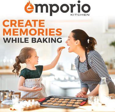 Набір форм для випічки Emporio Kitchen – антипригарне покриття, набір форм для випічки з вуглецевої сталі з силіконовими ручками, без PFOA, PFOS, PTFE, рецептурник в комплекті, деко для випічки (чорний, набір з 8 штук)