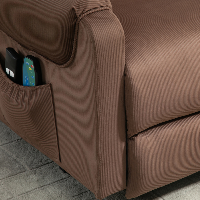HOMCOM TV Lift Chair Electric with Massage Function, Heating, and Reclining Feature, Light Brown Polyester, 79x97x103cm - For Comfort & Relaxation