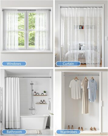 Телескопічна штанга для карнизи/душової кабіни, 79-195 см (срібна)