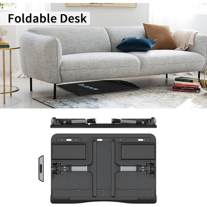 Підставка для ноутбука в ліжко з двома шухлядами, регульована преміум-підставка з шкіри, чорна X-Large (15.7'*23.6'-сумка)