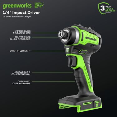Greenworks GD24SDS2 акумуляторний дриль-ударний SDS безщітковим мотором, 0-1000 об/хв, 0-4500 уд/хв, 2 Джоулі ударної сили, БЕЗ акумулятора та зарядного пристрою, 3 роки гарантії