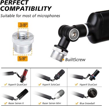 Тримач для мікрофона SUNMON для HyperX QuadCast та інших моделей, регульований, з адаптером 3/8' - 5/8'