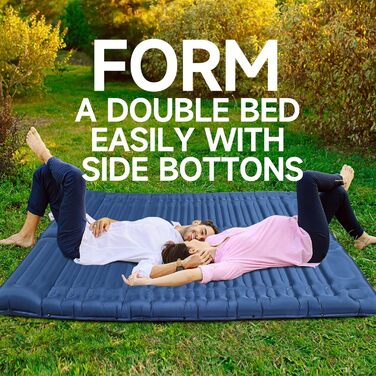 Каремат для кемпінгу Bluever самонадувний з насосом для ніг, 14 см, товстий, з подушкою. Підходить для піших прогулянок, намету, пляжу, подорожей.