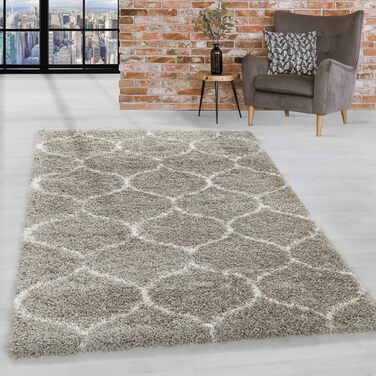 Круглий килим HomebyHome 160 см - пухнастий, бежевий, з високим ворсом. Підійде для вітальні, спальні, кухні, коридору.