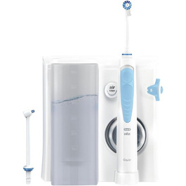 Іригатор Oral-B Oral Health Center з 2 насадками, для очищення міжзубного простору, з Oxyjet-технологією, 5 рівнів тиску, білий/блакитний